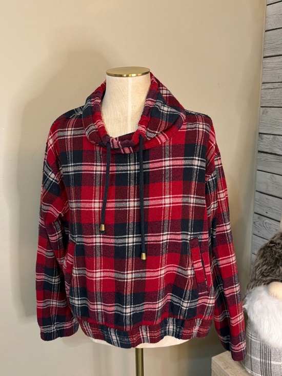 Forever 21 Tops - Forever 21 Red & Black Plaid Cowl Neck Pullover
